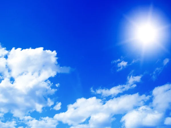 Blue sky with sun background — Stock Photo, Image