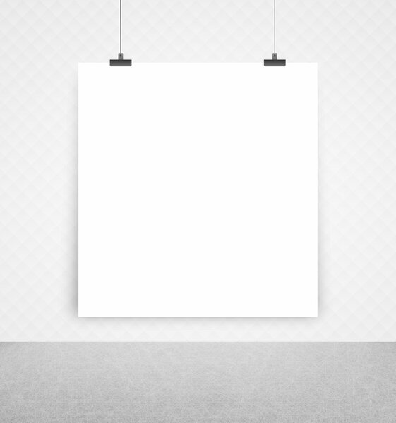 White poster on a wall
