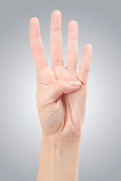 Hand Gesture - Number Four — Stock Photo, Image