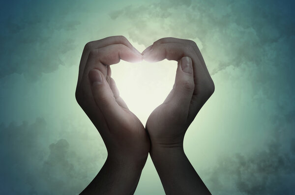 love shape hand silhouette