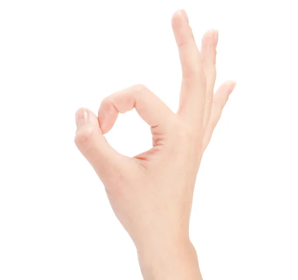Ręka znak Ok na białym tle — Zdjęcie stockowe