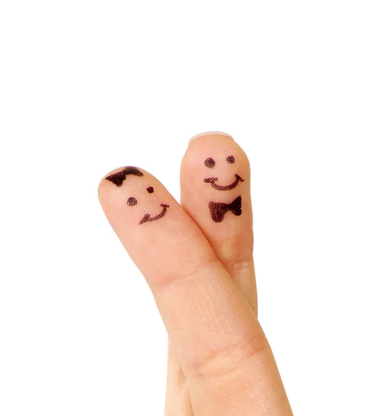 Painted couple of finger smiley — Stock Photo, Image