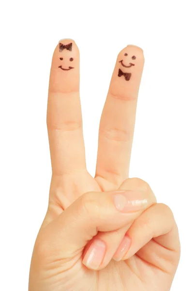 Painted finger smiley — Stock Photo, Image