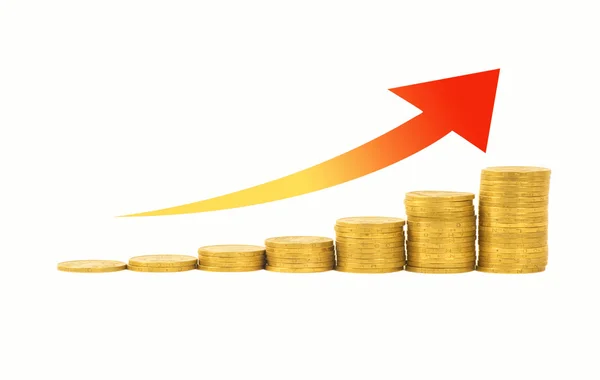 Graph of the columns of coins — Stock Photo, Image