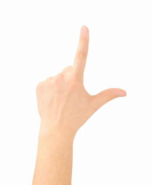 Hand pekar, röra eller trycka på isolerade — Stockfoto