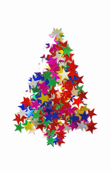 Christmas tree composed of colored stars — Stock Photo, Image