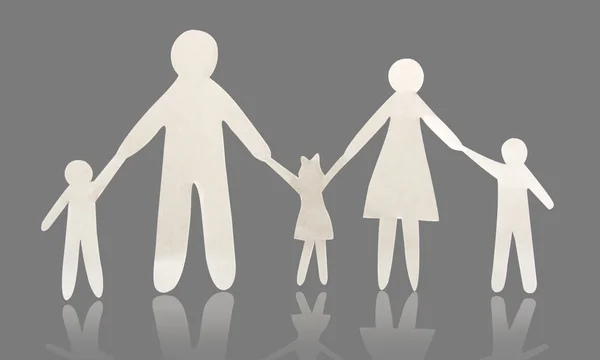 Paper family on gray — Stock Photo, Image