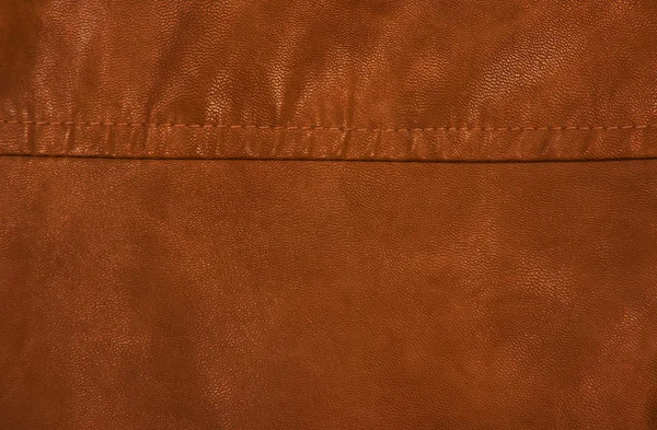 Textura de couro marrom com costura — Fotografia de Stock