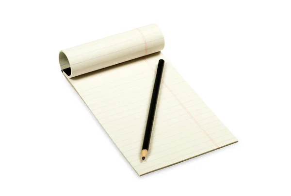 Sarı kağıt, kalem ile okuma — Stok fotoğraf