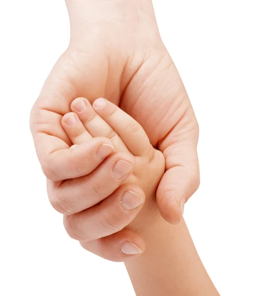 Mother holding child's hand isolated — Stock Photo, Image