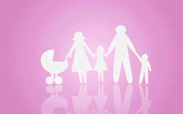 Paper family on pink — Stock Photo, Image