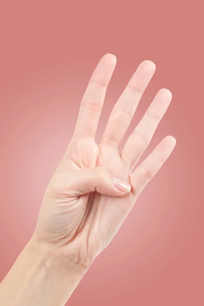 Hand Gesture - Number Four — Stock Photo, Image