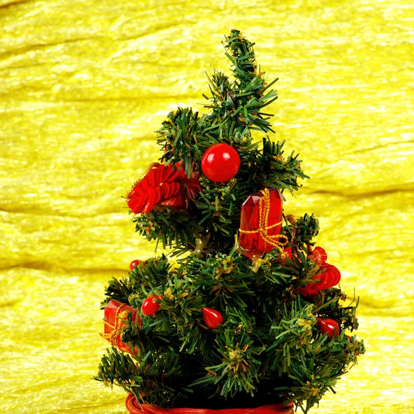Little decorated christmas tree — Stock Photo, Image