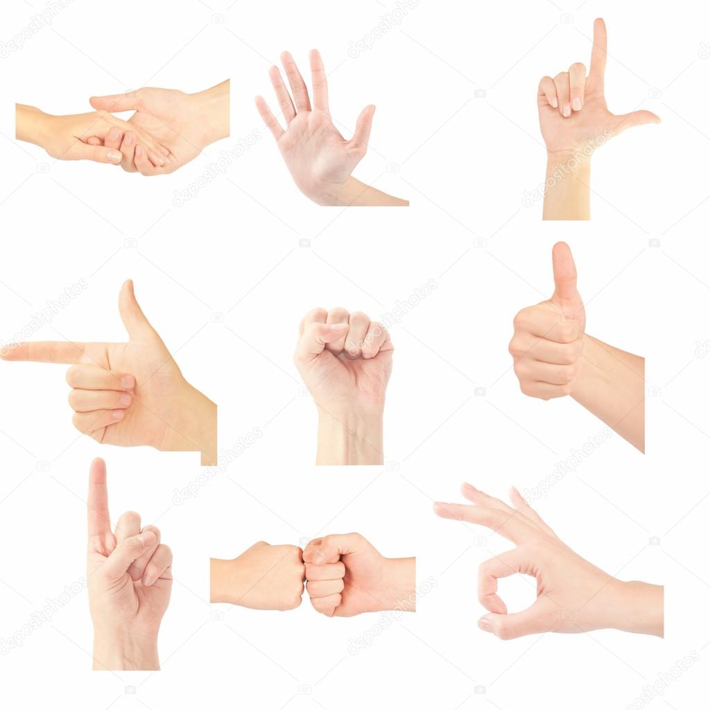 Set of gesturing hands isolated