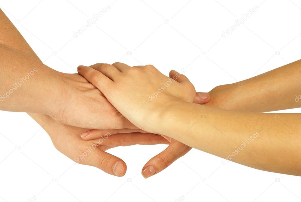 Hands lying on top of each other