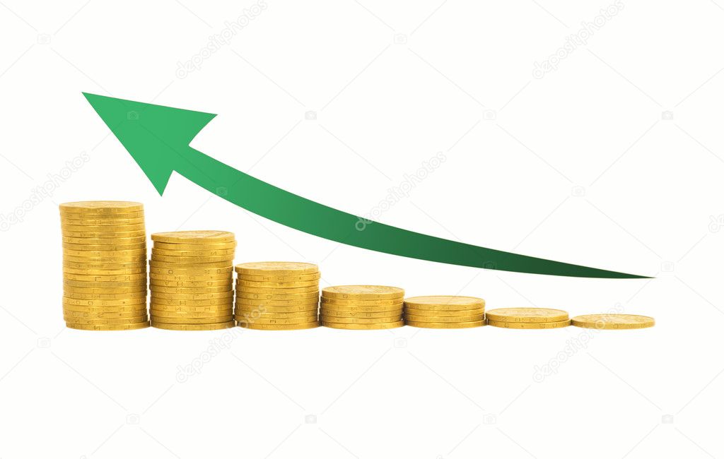 Financial concept - graph of the columns of coins 