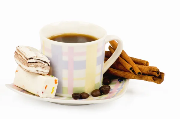 Tazza di caffè con dolci — Foto Stock