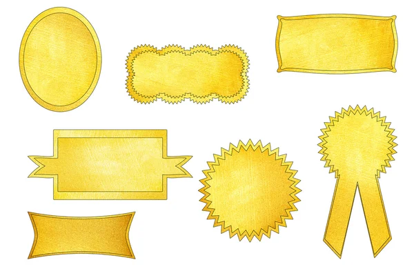 Zlatý set štítky, izolovaných na bílém pozadí — Stock fotografie