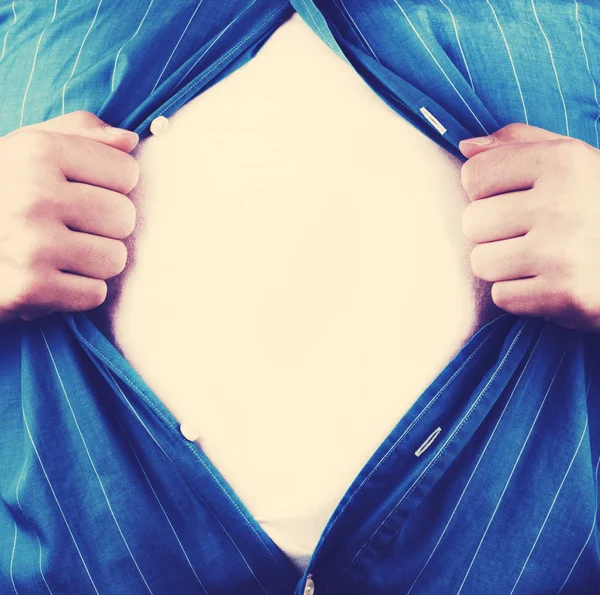 Business man tearing off his shirt — Stock Photo, Image