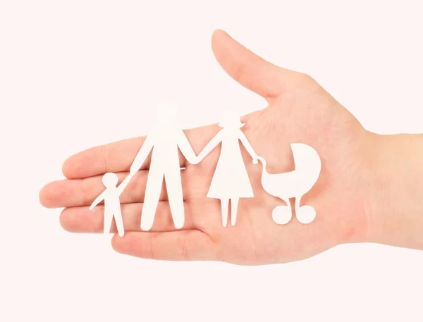 Paper family in hand — Stock Photo, Image