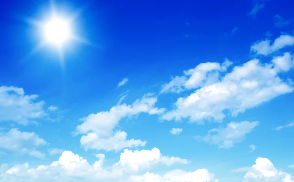 Blue sky with sun background — Stock Photo, Image