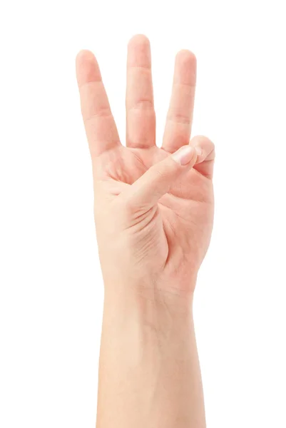 Male hands counting number three — Stock Photo, Image