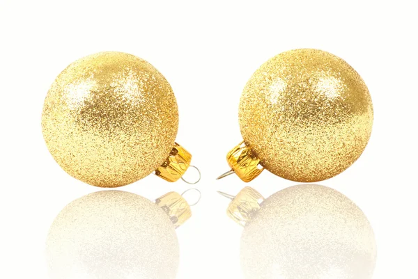 Two golden christmas balls — Stock Photo, Image