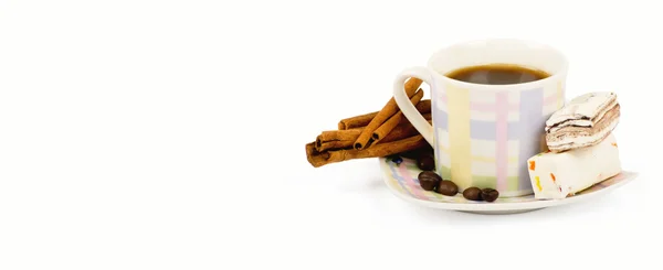 Šálek kávy s sladkosti — Stock fotografie