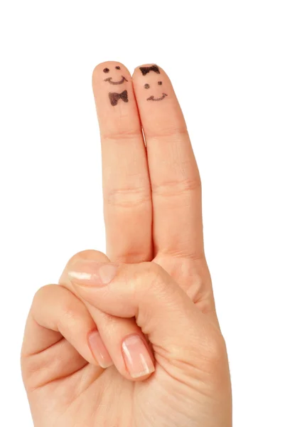 Målade finger smiley — Stockfoto