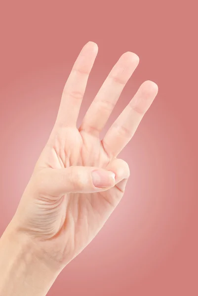 Female hands counting number three — Stock Photo, Image