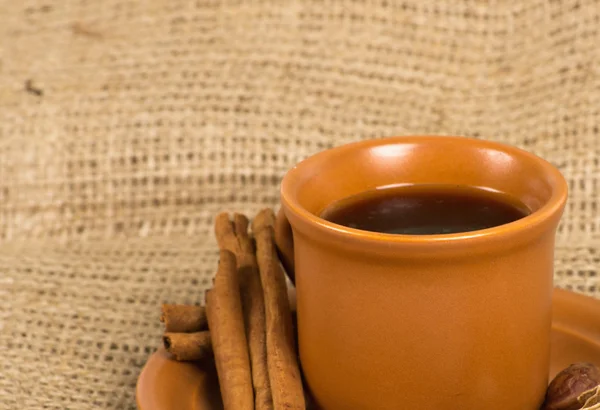 Xícara de café com canela — Fotografia de Stock