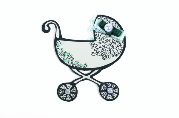 Decorative pram on white — Stock Photo, Image