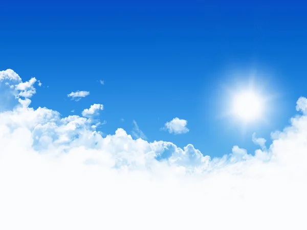 Blue sky with clouds and sun — Stock Photo, Image