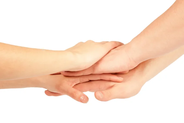 Hands lying on top of each other — Stock Photo, Image