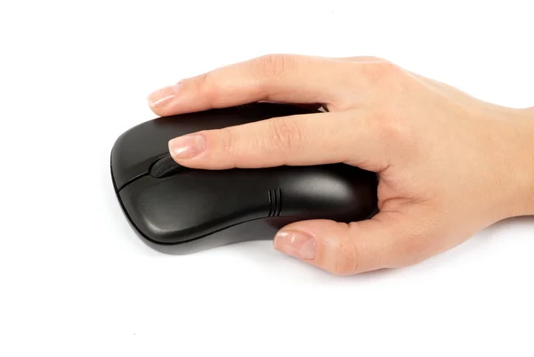 Computermaus mit Hand — Stockfoto