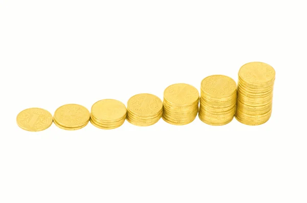 Grafiek van de kolommen van munten — Stockfoto