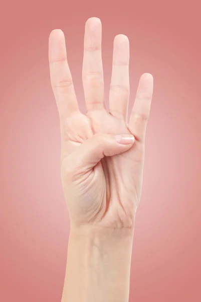 Gesto de Mão - Número Quatro — Fotografia de Stock