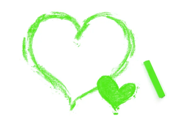 Malowane zielone serca — Zdjęcie stockowe