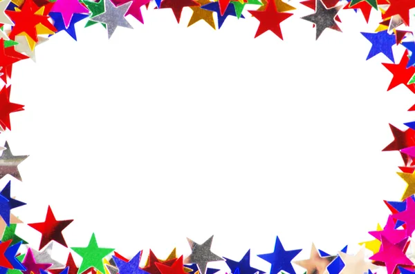 Конфетти в форме звезды различных цветов рамки — стоковое фото