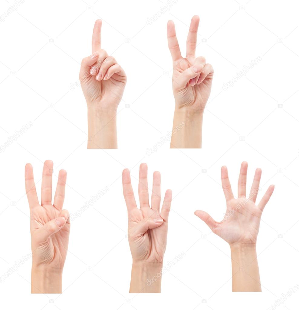 Counting woman hands