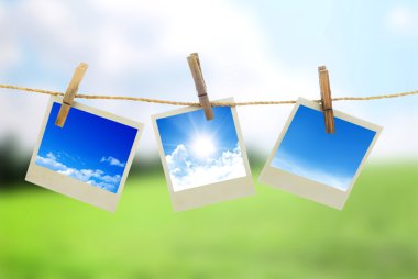 anında Fotoğraflar ipte asılı