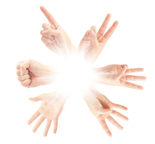 Tellen van menselijke handen (0 tot en met 5) — Stockfoto