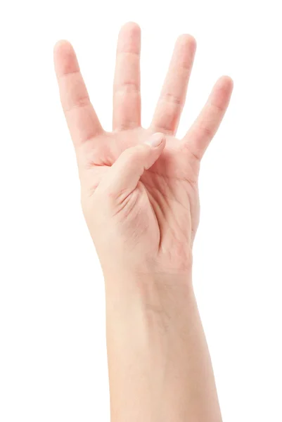 Hand Gesture - Number Four — Stock Photo, Image