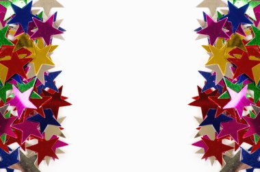 Noel süslemeleri beyaz bac karşı renkli konfeti yıldız