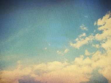 retro tarzı mavi gökyüzünde bulutlar.