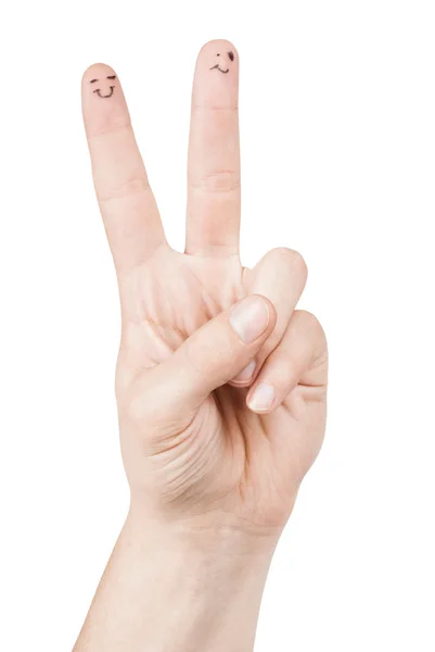 Male hand making sign victory — Stock Photo, Image