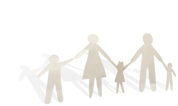 Papierfamilie auf weißem Hintergrund — Stockfoto