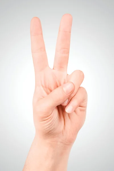 Male hand making sign victory — Stock Photo, Image