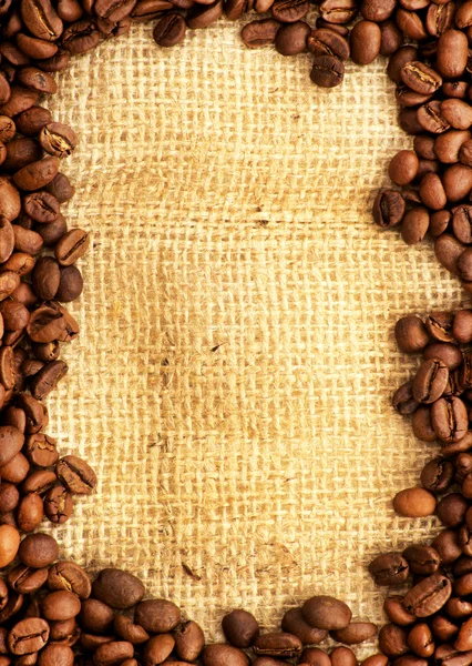 Koffie frame op jute — Stockfoto