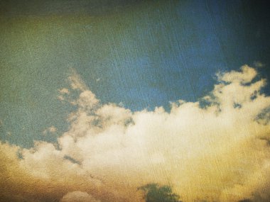 retro tarzı mavi gökyüzünde bulutlar.